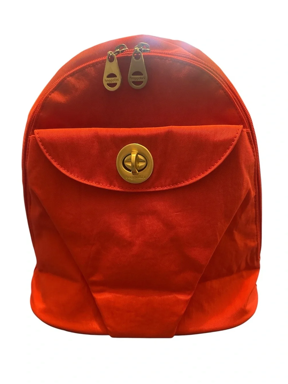 Baggallini Orange Canvas Backpack with Gold Turn-Lock